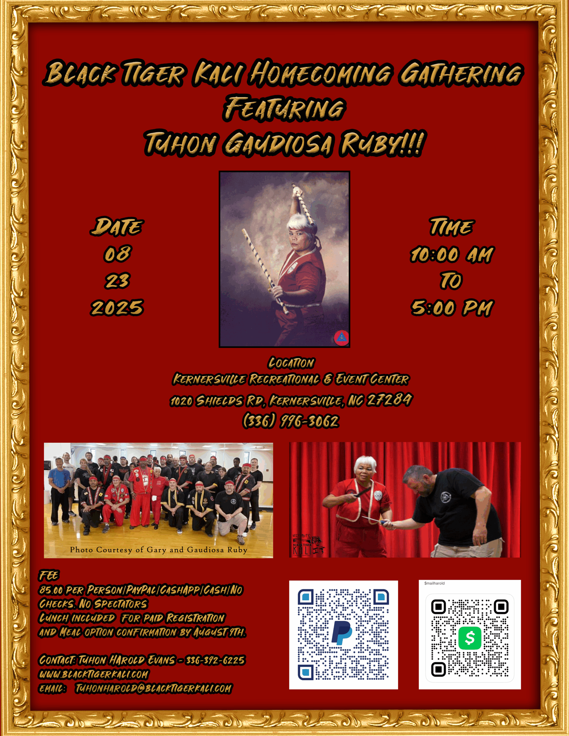Black Tiger Kali Homecoming Gathering Featuring Tuhon Gaudiosa Ruby - August 23rd, 2025!!!